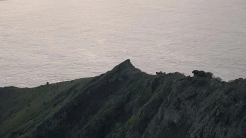 View of ocean from top of koko Head trail at sunrise Honolulu Hawaii Stock Footage 312763468