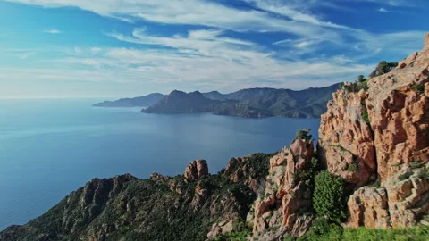 A View of the Ocean From the Top of a Mountain Video stock 274894534