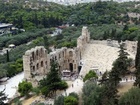 View of Odeon of Herodotus Stock Photos
