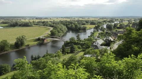 View of the Oder Valley from Stuetzkow Viewpoint, Unteres Odertal National Park, Stock Footage 18081394