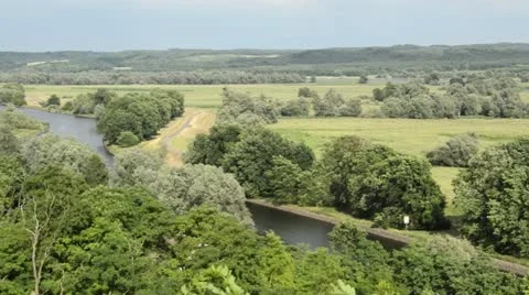 View of the Oder Valley from Stuetzkow Viewpoint, Unteres Odertal National Park, Stock Footage 18081453