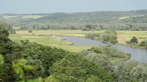 View of the Oder Valley from Stuetzkow Viewpoint, Unteres Odertal National Park, Stock Footage 18081494