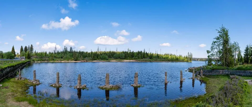 A view of the Oderteich pond in the Harz Mountains in Germany A view of th... Stock Photos