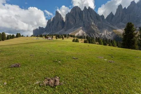 View on the Odle mount in a cloudy day - Val di Funes, Dolomites Stock Photos