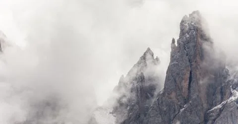 View on the Odle mount in a cloudy day - Val di Funes, Dolomites Stock Photos