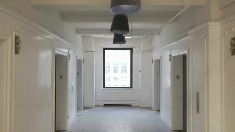 View of an Office Elevator Area Stock Footage 114671893