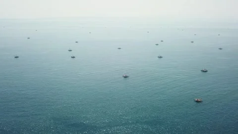 View of Offshore Aquaculture Floating Platforms in Ciletuh West Java 库存影片 344379218