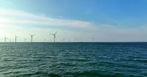 View of the Offshore wind power systems off the western coast of Taiwan. Offs Video stock 246775141