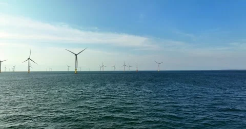 View of the Offshore wind power systems off the western coast of Taiwan. Offs Video stock 246775296