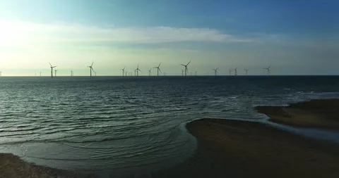 View of the Offshore wind power systems off the western coast of Taiwan. Offs Video stock 246775510
