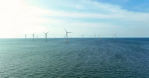 View of the Offshore wind power systems off the western coast of Taiwan. Offs Stock Footage 246775809