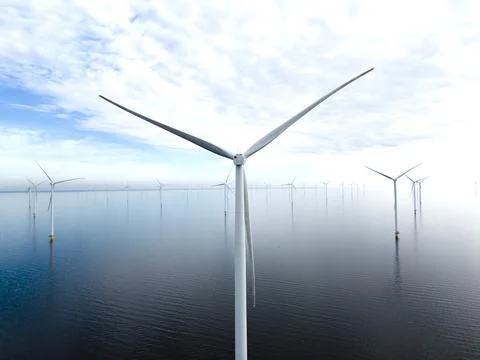 View of an offshore windpark Stock Photos