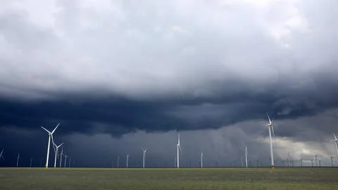 View of an offshore windpark Stock Photos