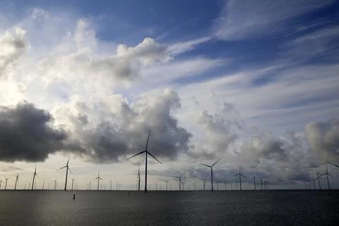 View of an offshore windpark Stock Photos