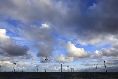 View of an offshore windpark Stock Photos