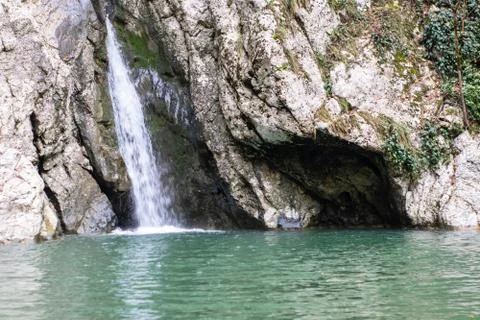 View oh the waterfall in forest Stock Photos