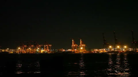 View of Oi Wharf from Shiofuke Park Video stock 332391282