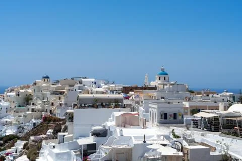 View of Oia with its typical white houses, Santorini island Stock Photos