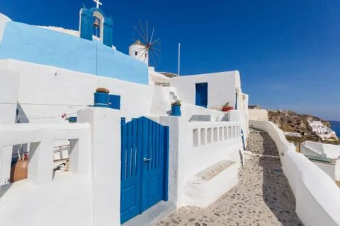 View on oia in santorini Foto stock