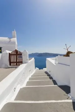 View on oia in santorini Stock Photos