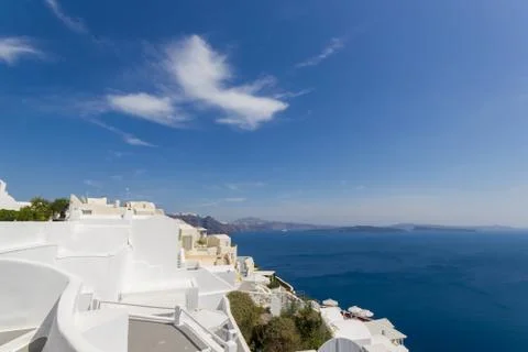 View on oia in santorini Stock Photos