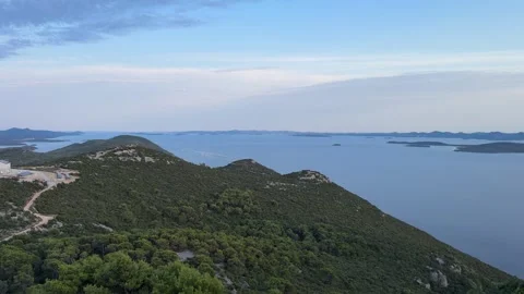 View of OIV Antenna Tower Mala Glava from St. Michael’s Fortress, Šibenik 動画素材 345131321