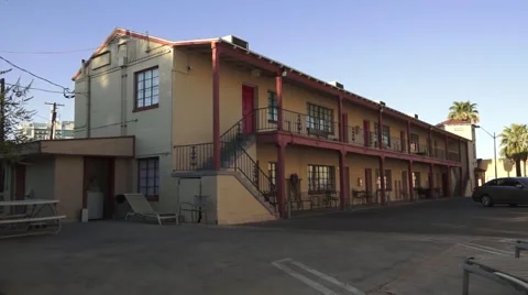 View of Old American motel in Las Vegas Stock Footage