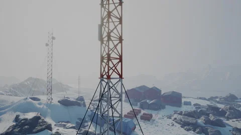View of old antarctic base at South Pole Station in Antarctica Video stock 186922733