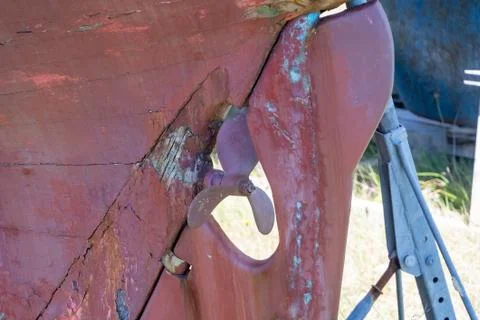 View of an old boat propeller Stock Photos