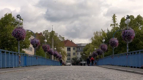 View of the Old Bridge, a famous landmark in Saarbrucken Stock Footage 127944962