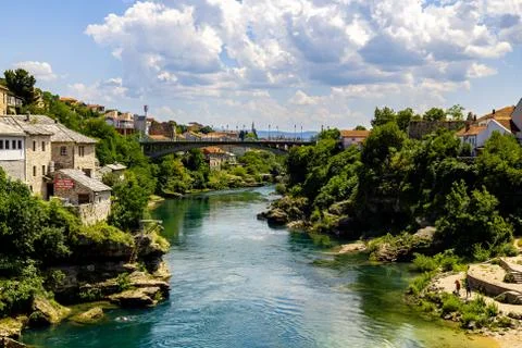 View from a old bridge in Mostar Stock Photos
