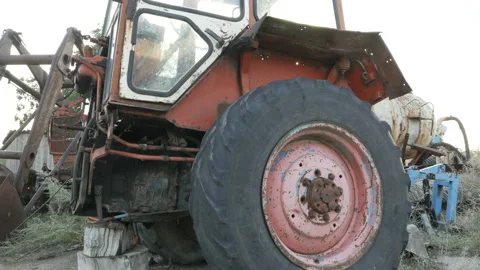 View of old broken tractor Stock Footage 104484828