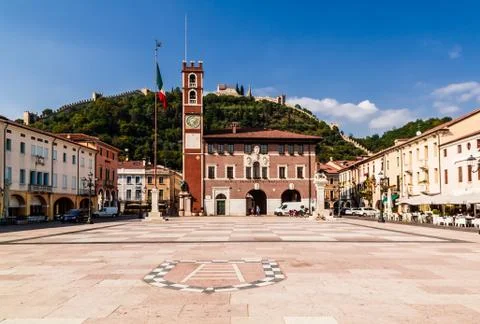 View of the old building, chess square Marostica, Italy Foto stock
