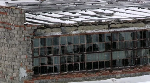 View to the old building in the Russian arctic settlement of Grumant, Norway. Stock Footage 60580934