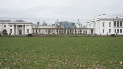 A view of old buildings with modern skyscrapers in the background. Stock Footage 101969652