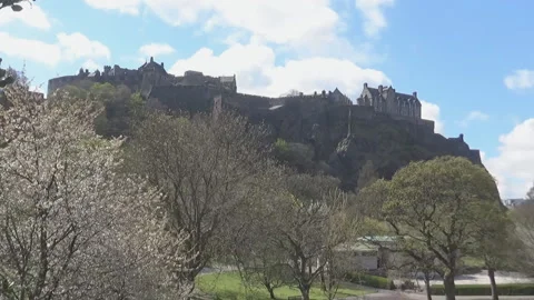 View on an old castle and greenery Stock Footage 91333227