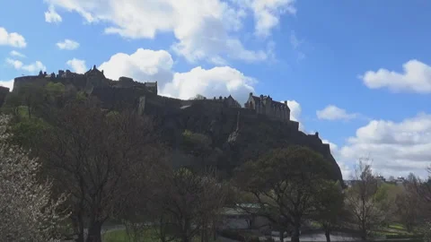 A view on an old castle in Edinburgh Stock Footage 91143876