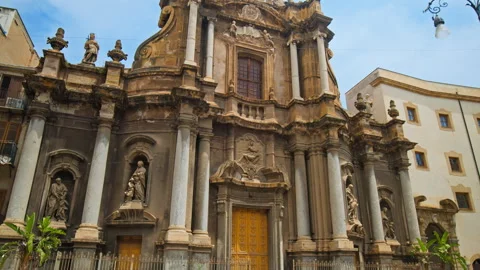 View of the old cathedral in Sicily, Italy. Stock Footage 244344859