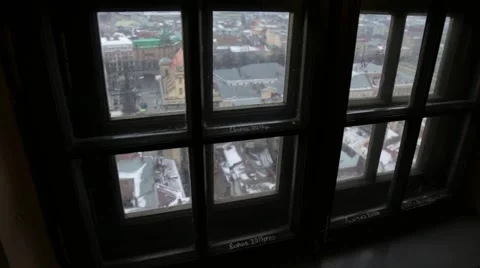 View of the Old City Through the Window Video stock 60006231