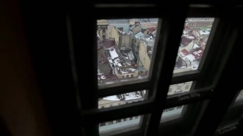 View of the Old City Through the Window Stock-Footage 60006234