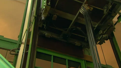 View of old elevator going down Stock Footage 237440572