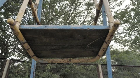 View Of Old Empty Abandoned Swing. Close Up Stock Footage 281639678