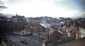 View on old European buildings and quiet street from above, autumn in the city 4k or 4k+ Resolution