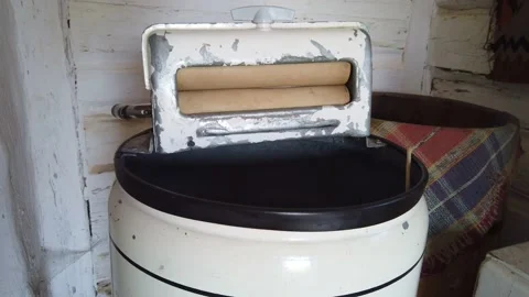 View Of Old Fashioned Washing Machine Stock Footage 133803011