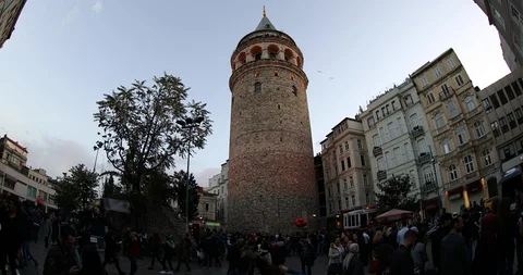 A view of old Galata tower at evening Video stock 102154293
