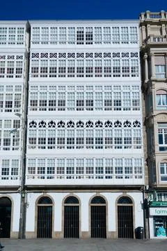 View of the old gallery building facade Stock Photos