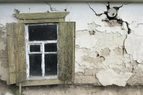View of an old house with open window Stock Photos