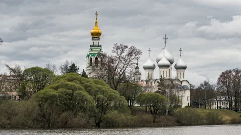 View of old kremlin in ancient touristic town Vologda. Russia. Stock Footage 170475317