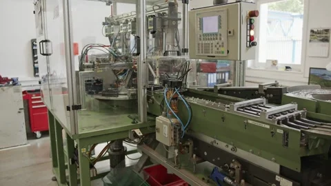 View of an old machine and production in a factory 库存影片 169460275
