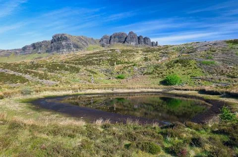 View of the Old Man of Storr in Skye, Scotland at day Stock Photos